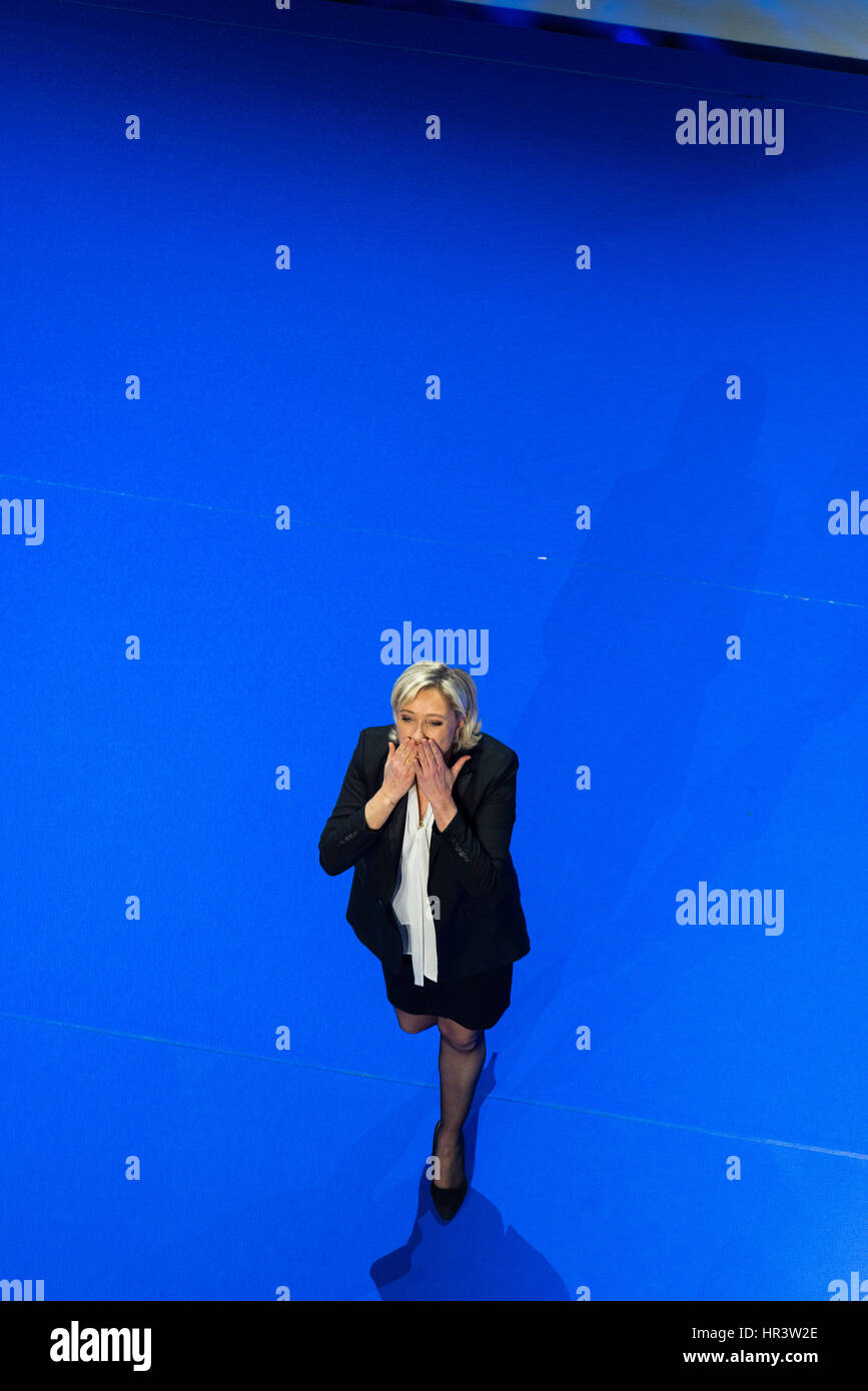 Nantes, France. 26th February 2017. meeting of Marine Le Pen, far-right candidate 'Front National' for the 2017 French Presidential Election Credit: Andia/Alamy Live News Stock Photo