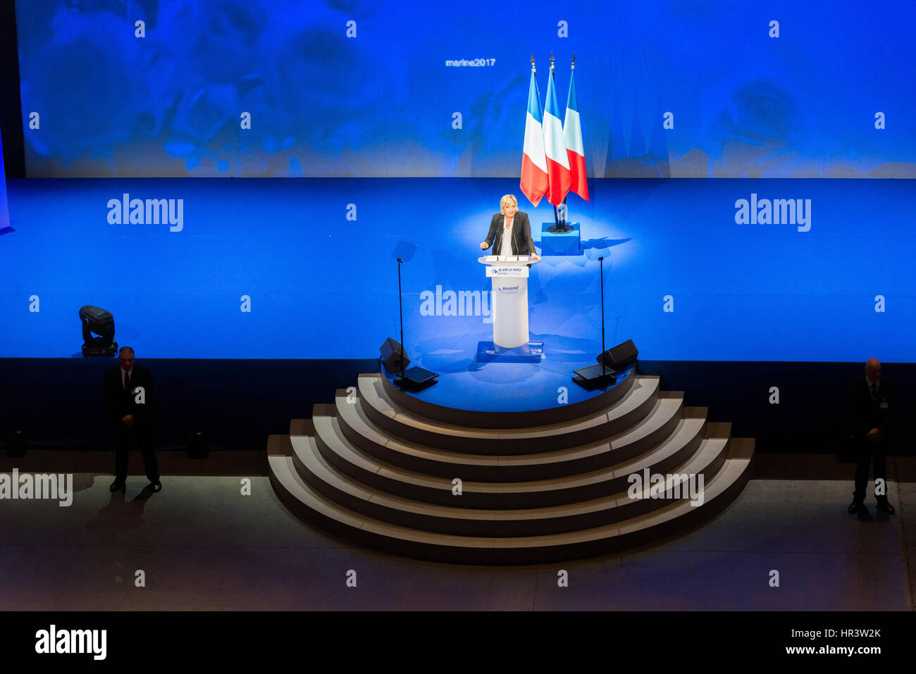 Nantes, France. 26th February 2017. meeting of Marine Le Pen, far-right candidate 'Front National' for the 2017 French Presidential Election Credit: Andia/Alamy Live News Stock Photo