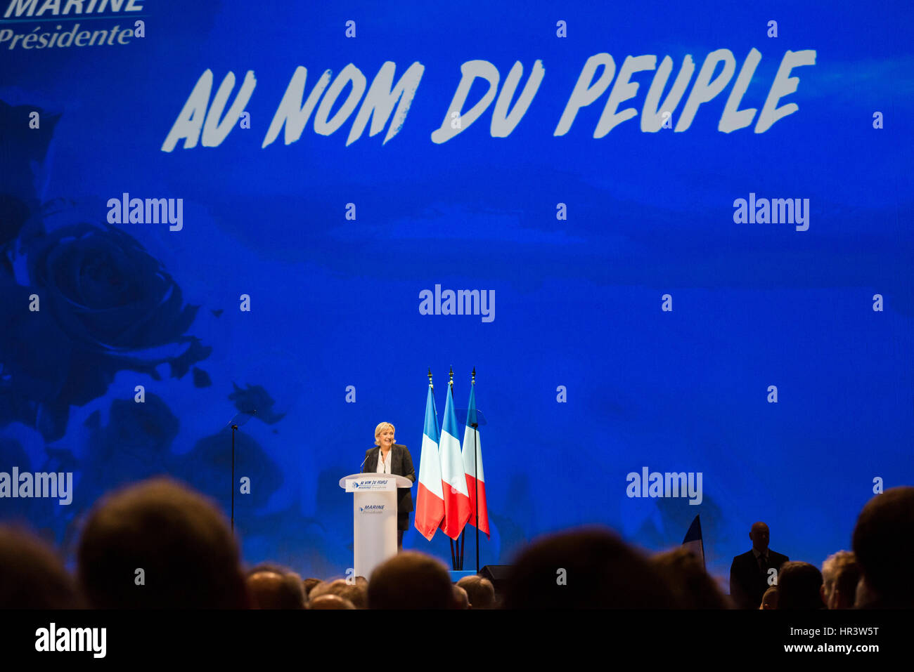 Nantes, France. 26th February 2017. meeting of Marine Le Pen, far-right candidate 'Front National' for the 2017 French Presidential Election Credit: Andia/Alamy Live News Stock Photo