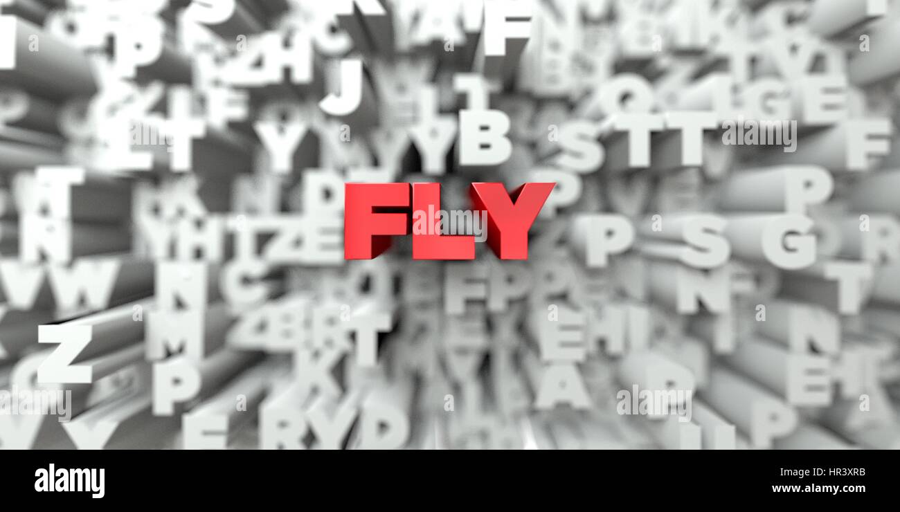 FLY - Red text on typography background - 3D rendered royalty free ...
