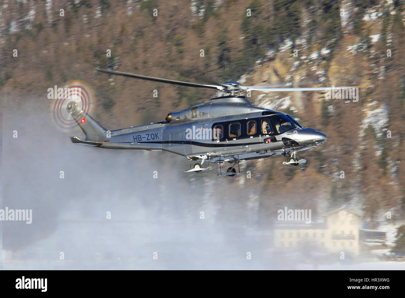 Samedan/Switzerlad:   AW139  at Engadin Airport in Samedan/Switzerland 18.02.2017 Stock Photo