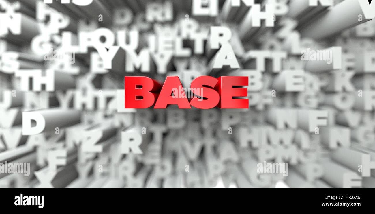 Base Text Sign BASE - Red text on typography background - 3D rendered royalty free ...