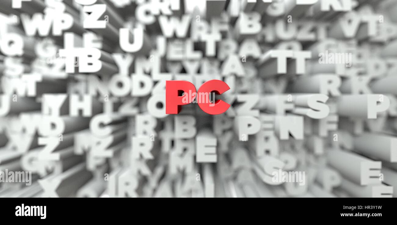 PC - Red text on typography background - 3D rendered royalty free stock ...