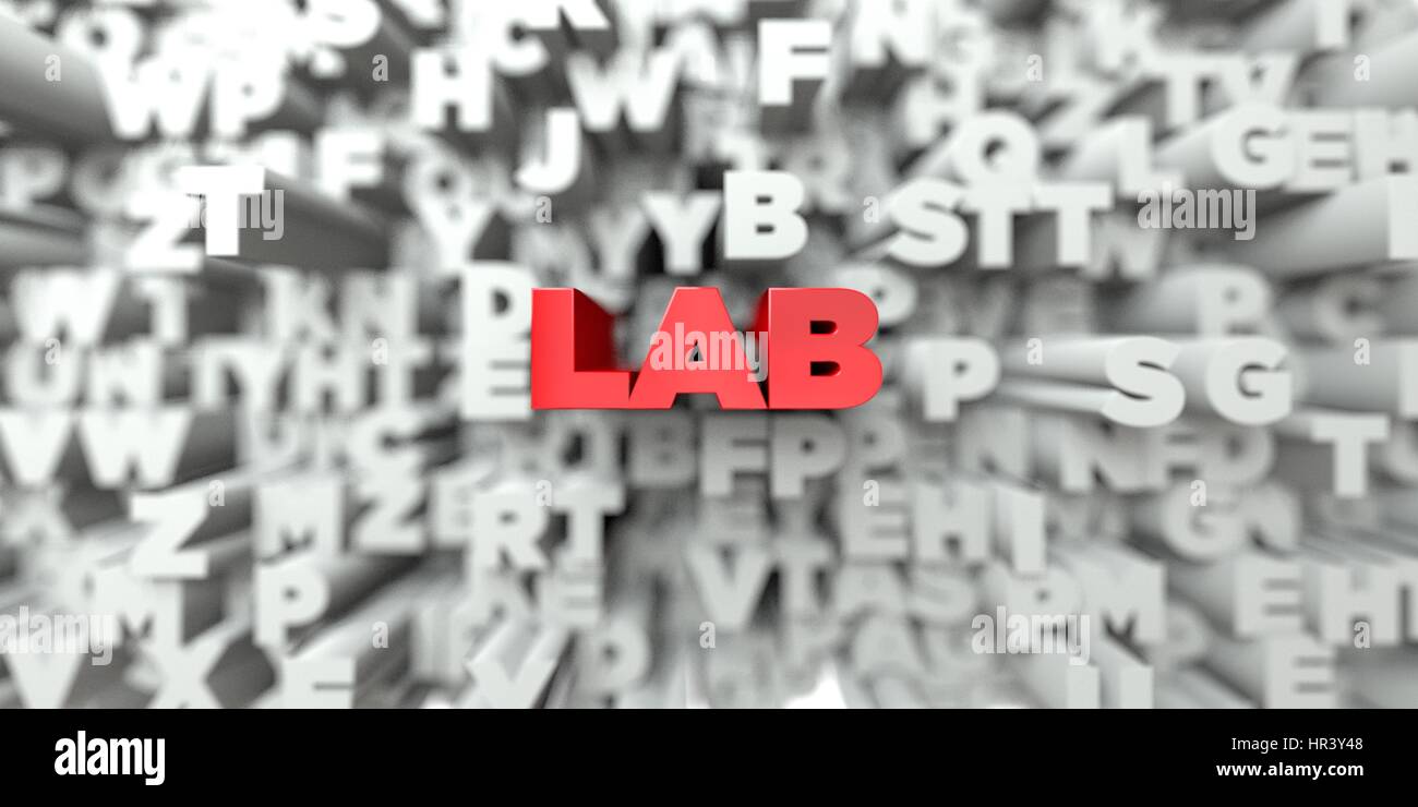 Text Lab Pic LAB - Red text on typography background - 3D rendered royalty free ...