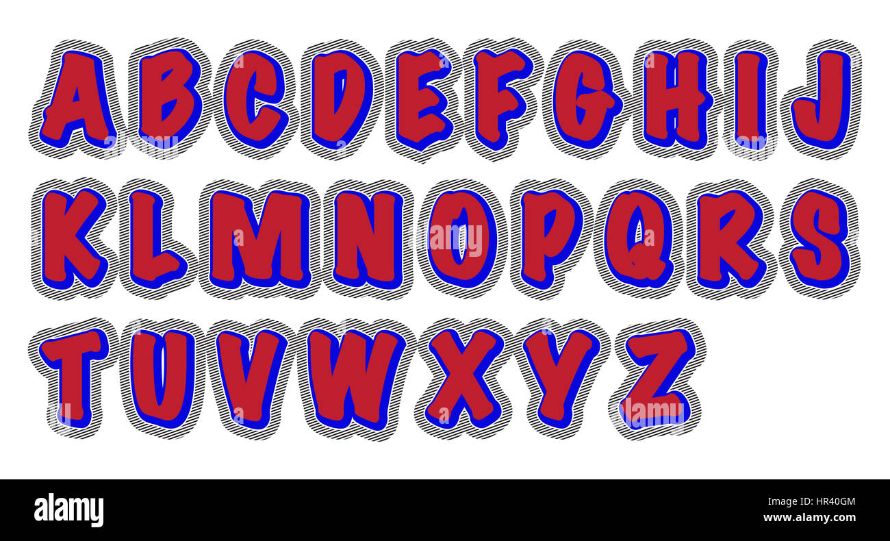 A colourful and fun alphabet design isolated on a white background