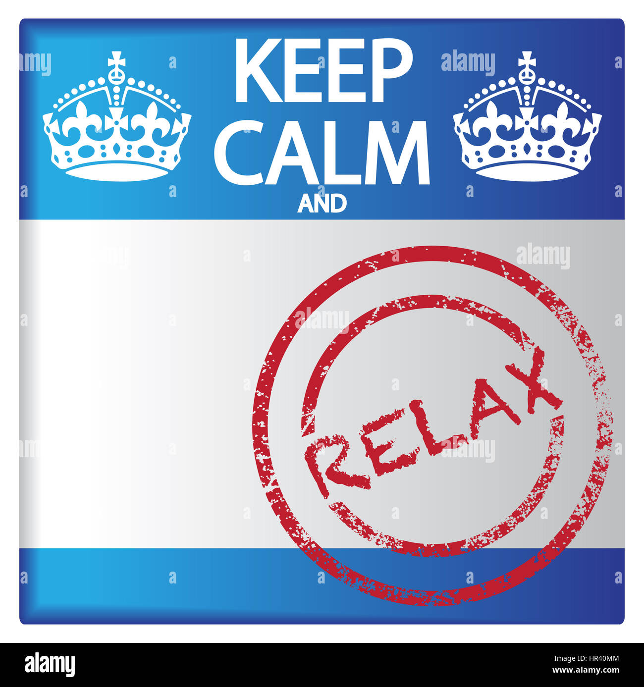 A keep calm and relax badge isolated on a white background Stock Photo
