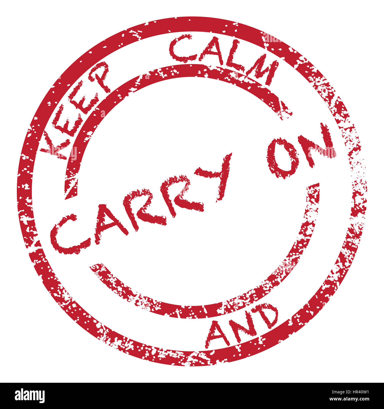 A keep calm and carry on stamp isolated on a white background Stock Photo