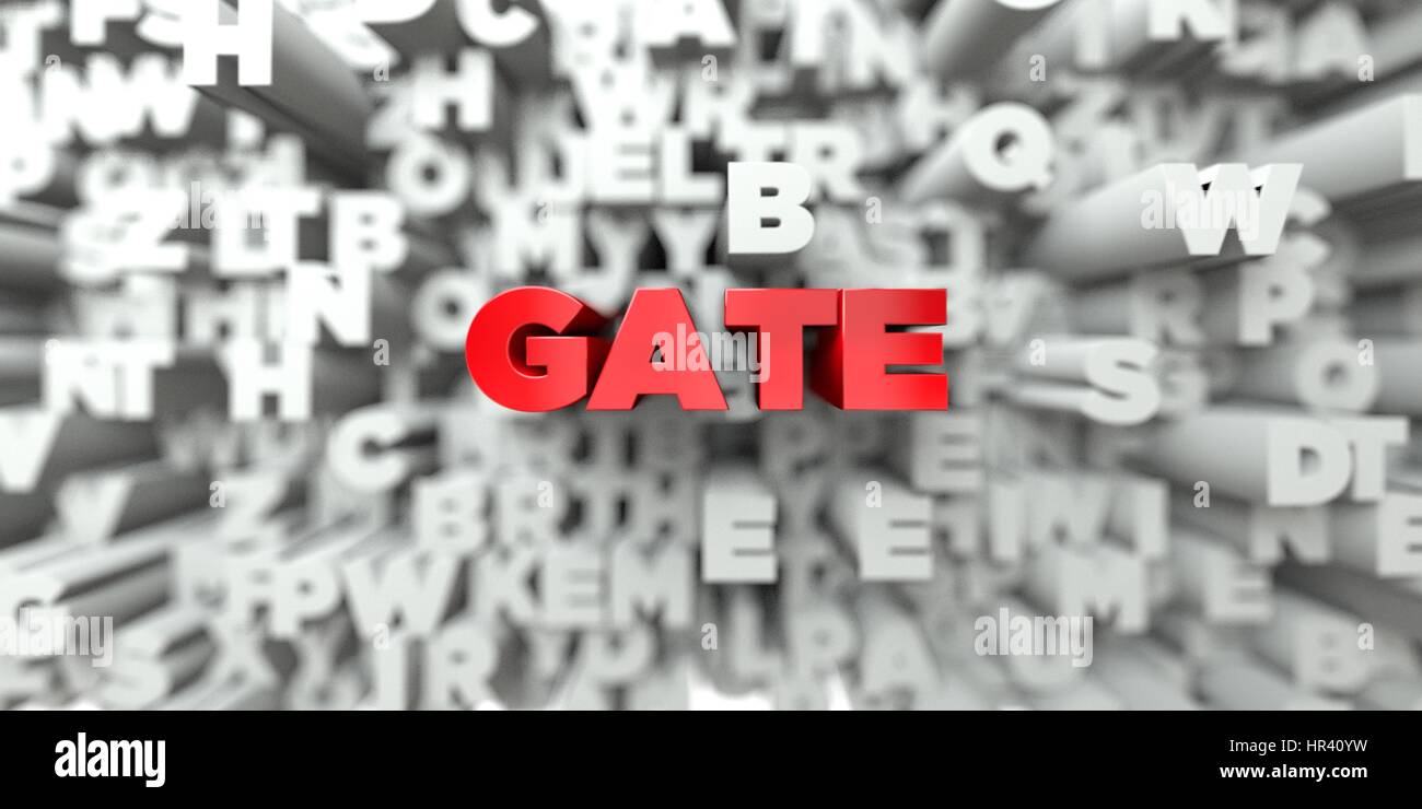 Gate Red Text On Typography Background 3d Rendered Royalty