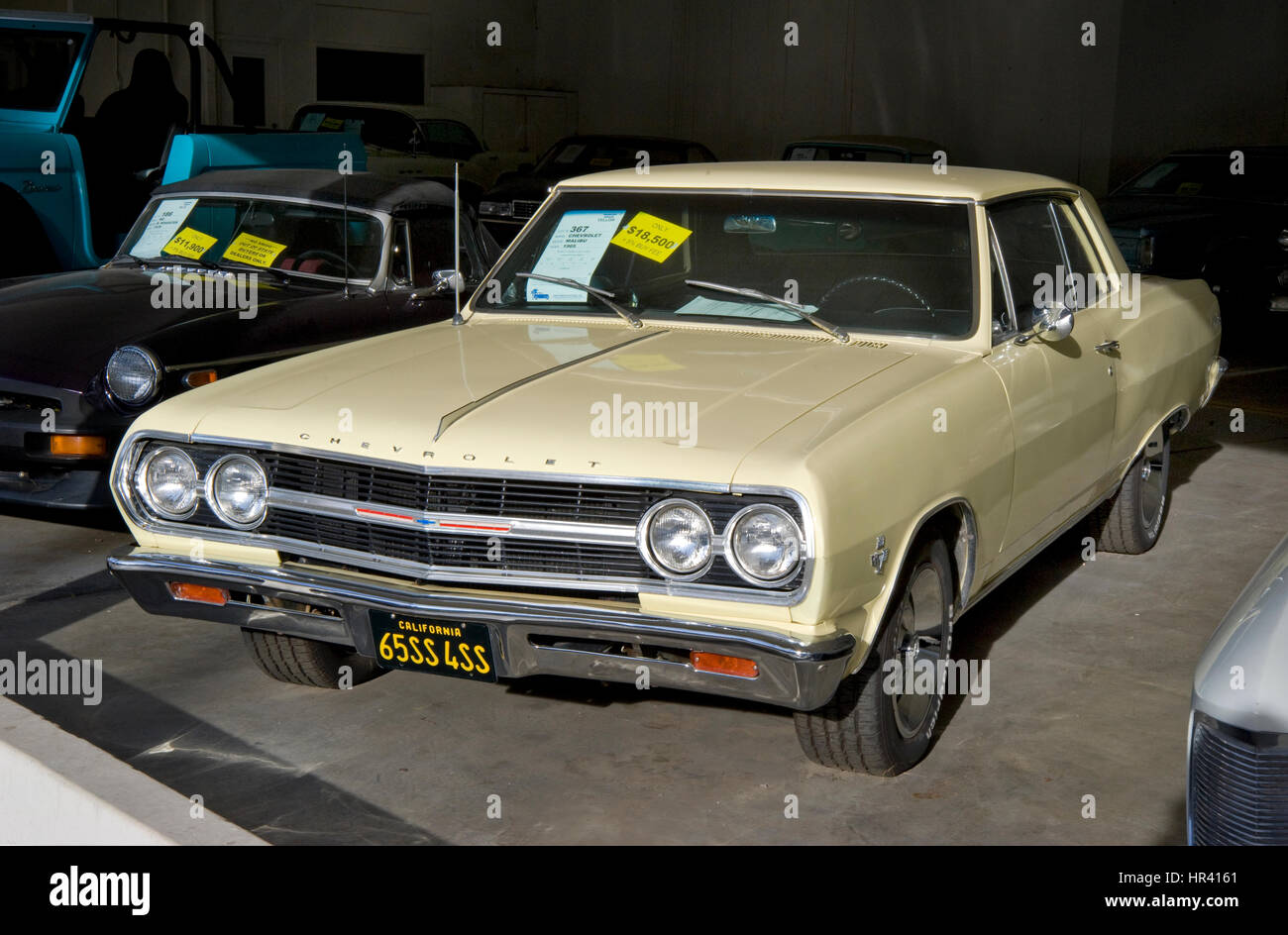 Classic Chevrolet for sale in dealership in Palm Springs, CA Stock Photo