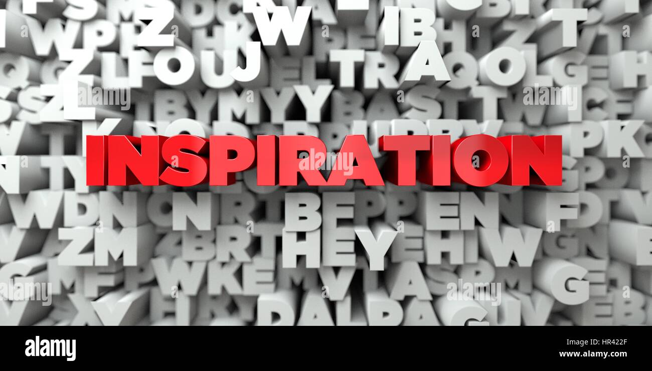 INSPIRATION - Red text on typography background - 3D rendered royalty ...