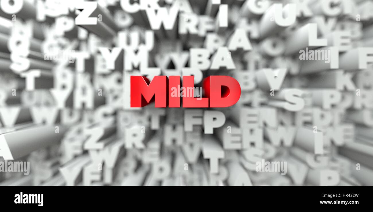 MILD - Red text on typography background - 3D rendered royalty free ...