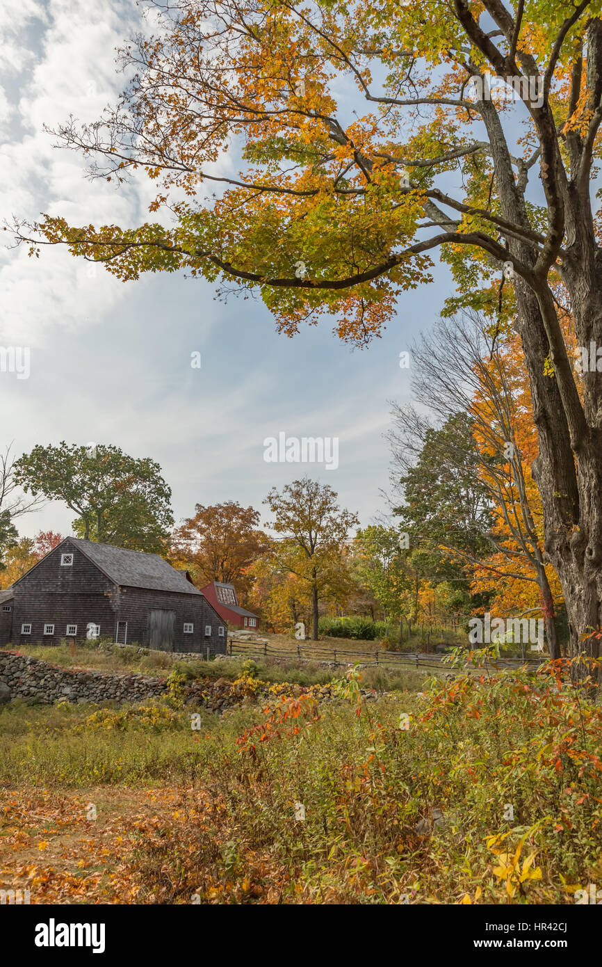 Old barn on the grounds of Weir Farm, a national historic site in Wilton, Connecticut. Stock Photo