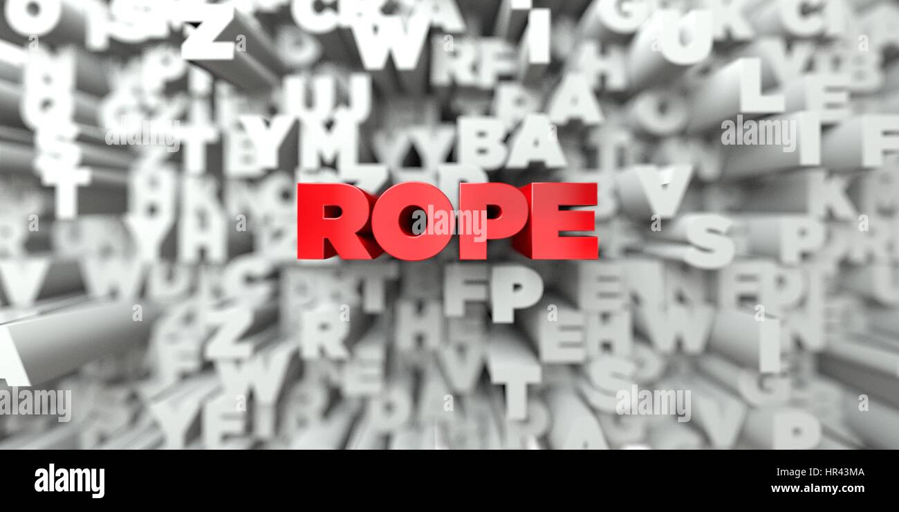 ROPE - Red text on typography background - 3D rendered royalty free ...