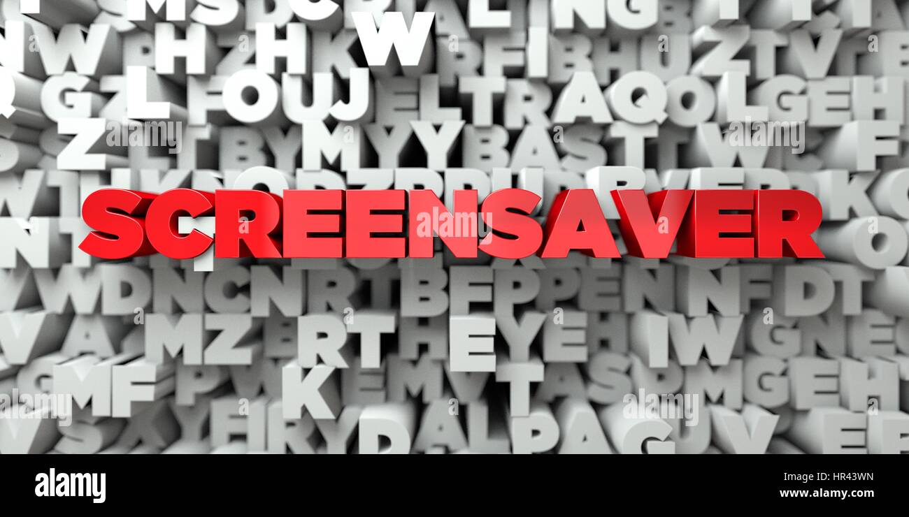 SCREENSAVER Red text on typography background 3D rendered royalty