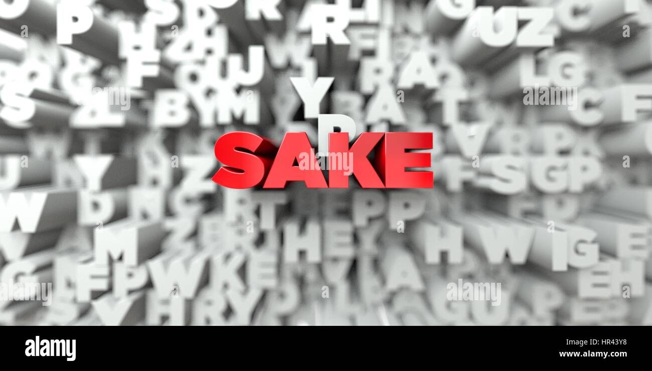SAKE - Red text on typography background - 3D rendered royalty free ...