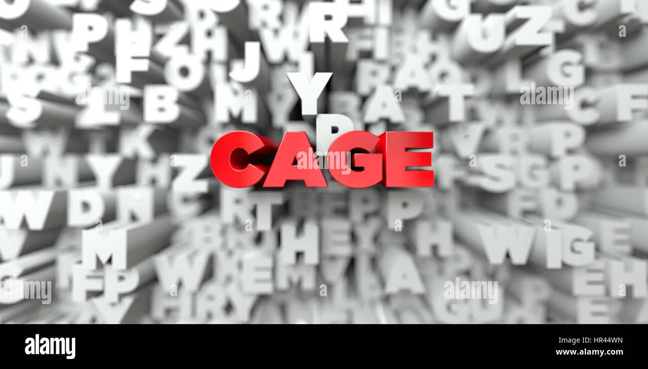 CAGE - Red text on typography background - 3D rendered royalty free ...