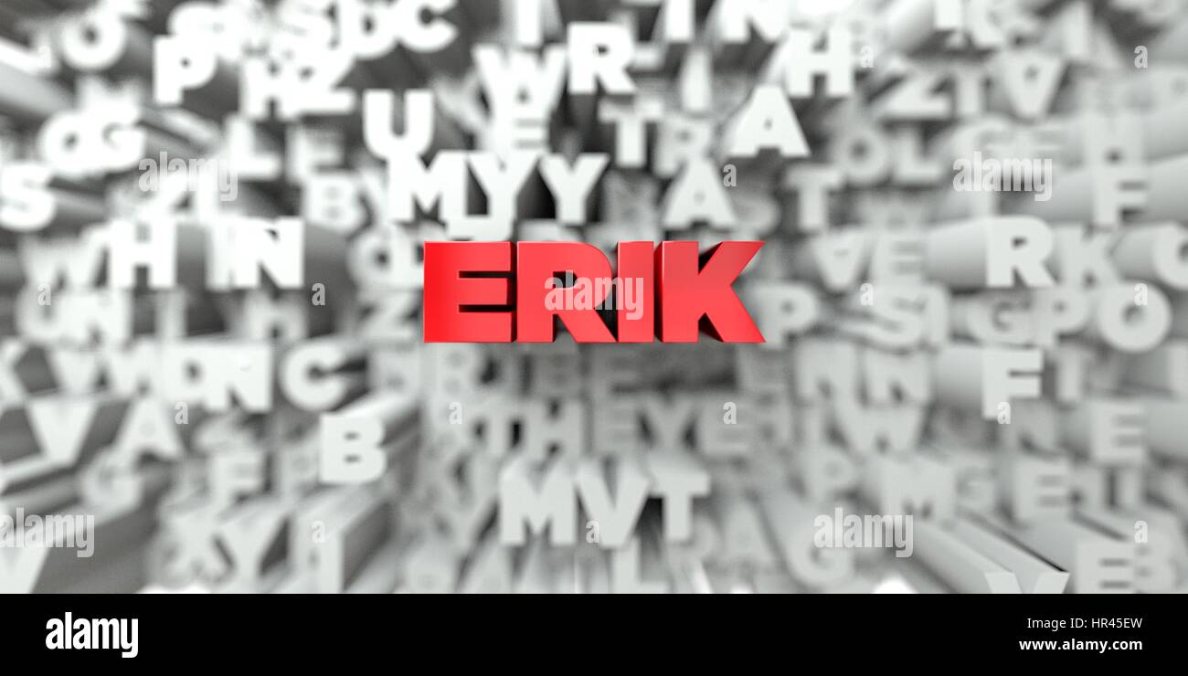 ERIK - Red text on typography background - 3D rendered royalty free ...
