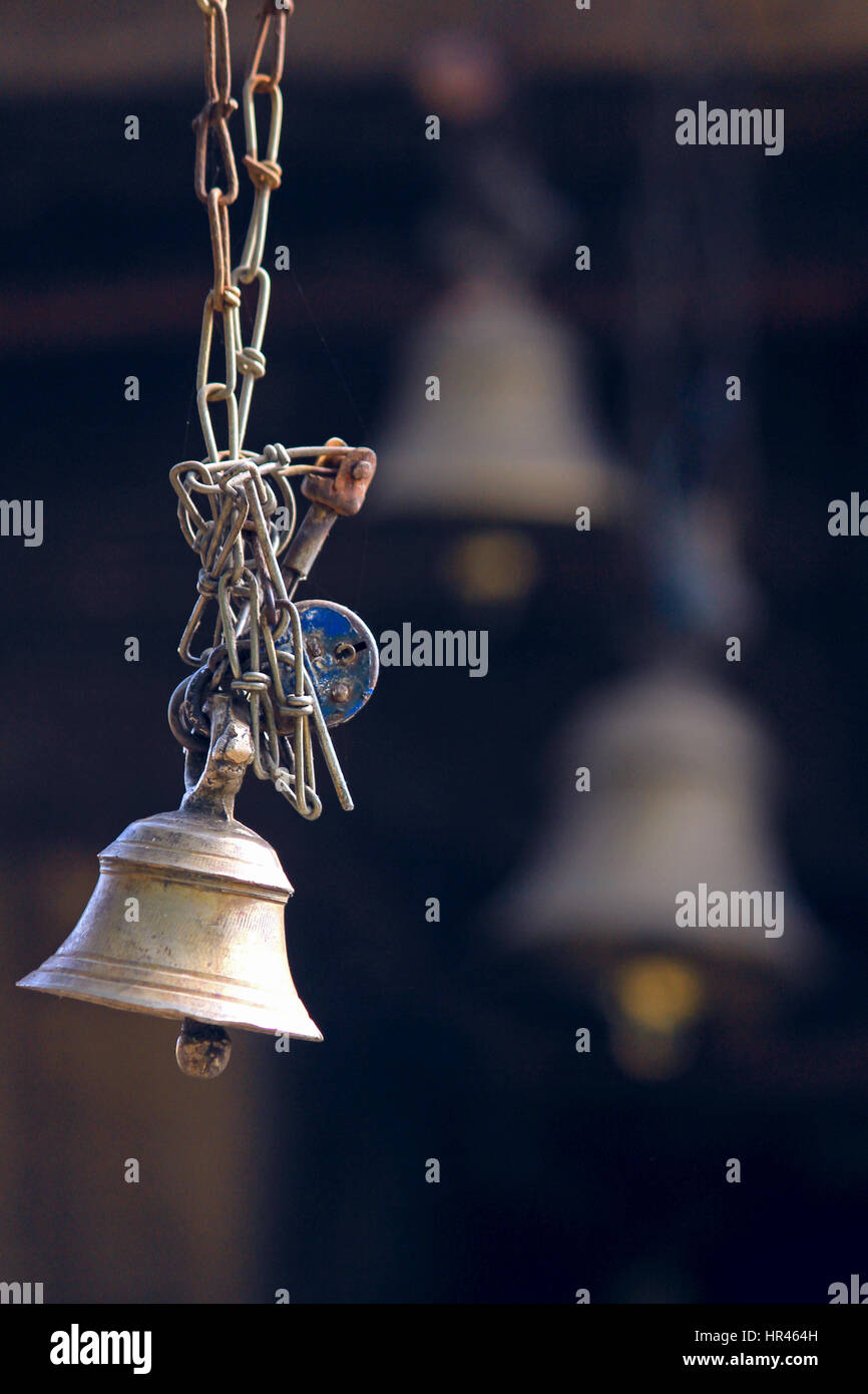 hindu temple bells hanging Stock Photo Alamy