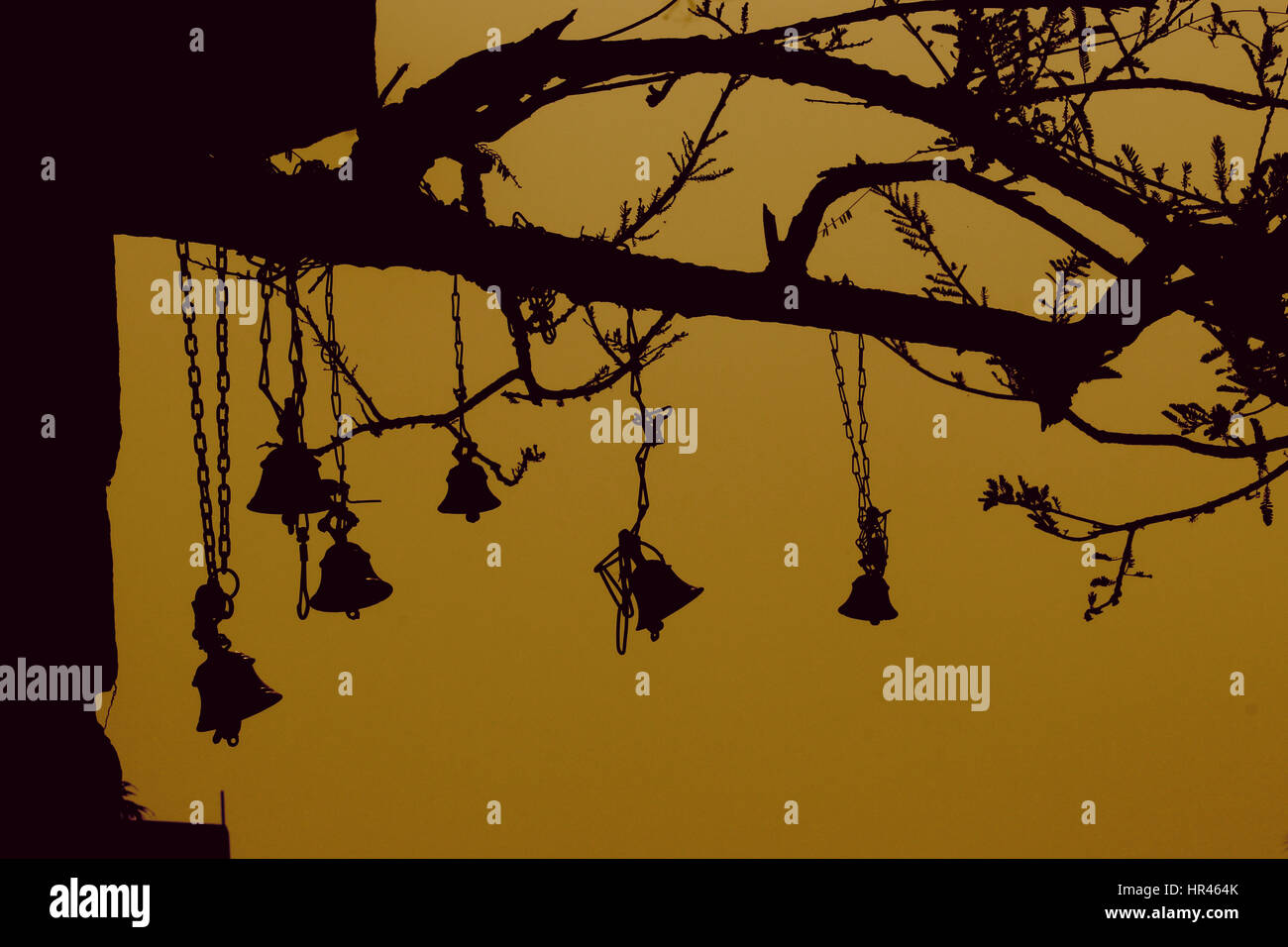 hindu temple bells hanging Stock Photo Alamy