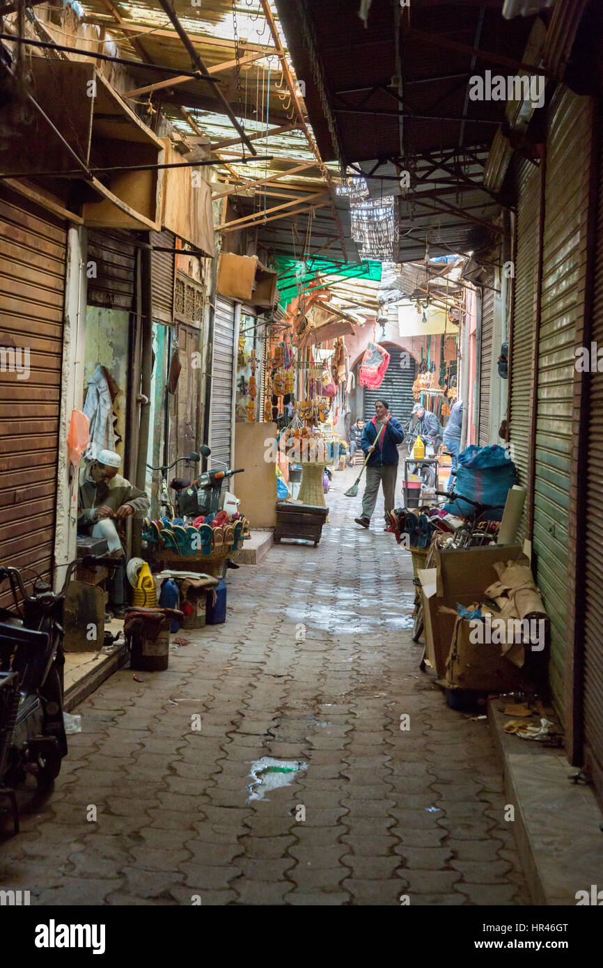 Marrakesh, Morocco.  Street Scene in the Medina. Stock Photo