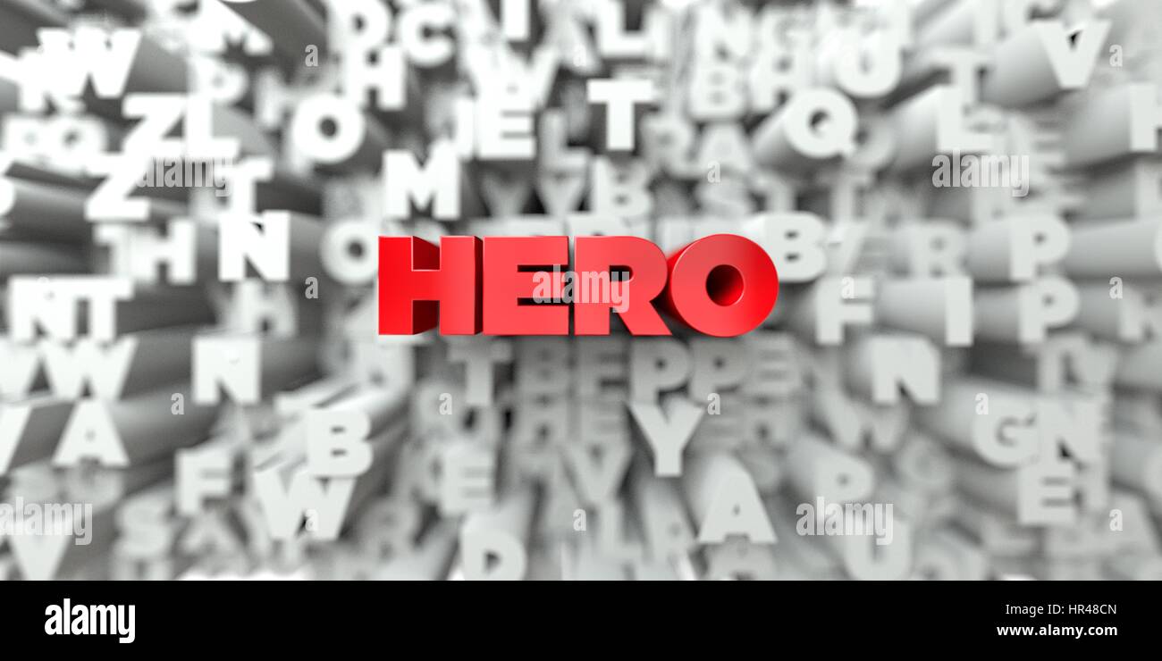 HERO - Red text on typography background - 3D rendered royalty free ...