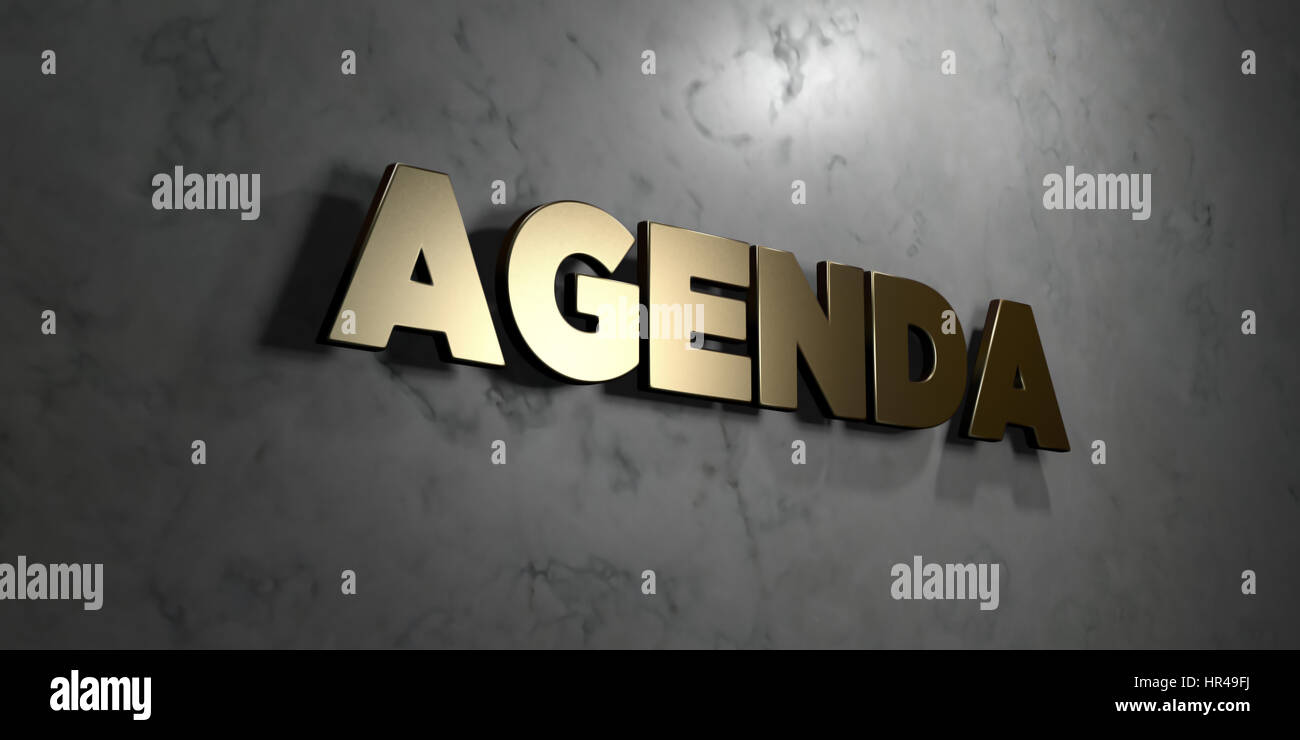 Agenda Gold Sign Mounted On Glossy Marble Wall 3d Rendered Royalty Free Stock Illustration This Image Can Be Used For An Online Website Banner A Stock Photo Alamy
