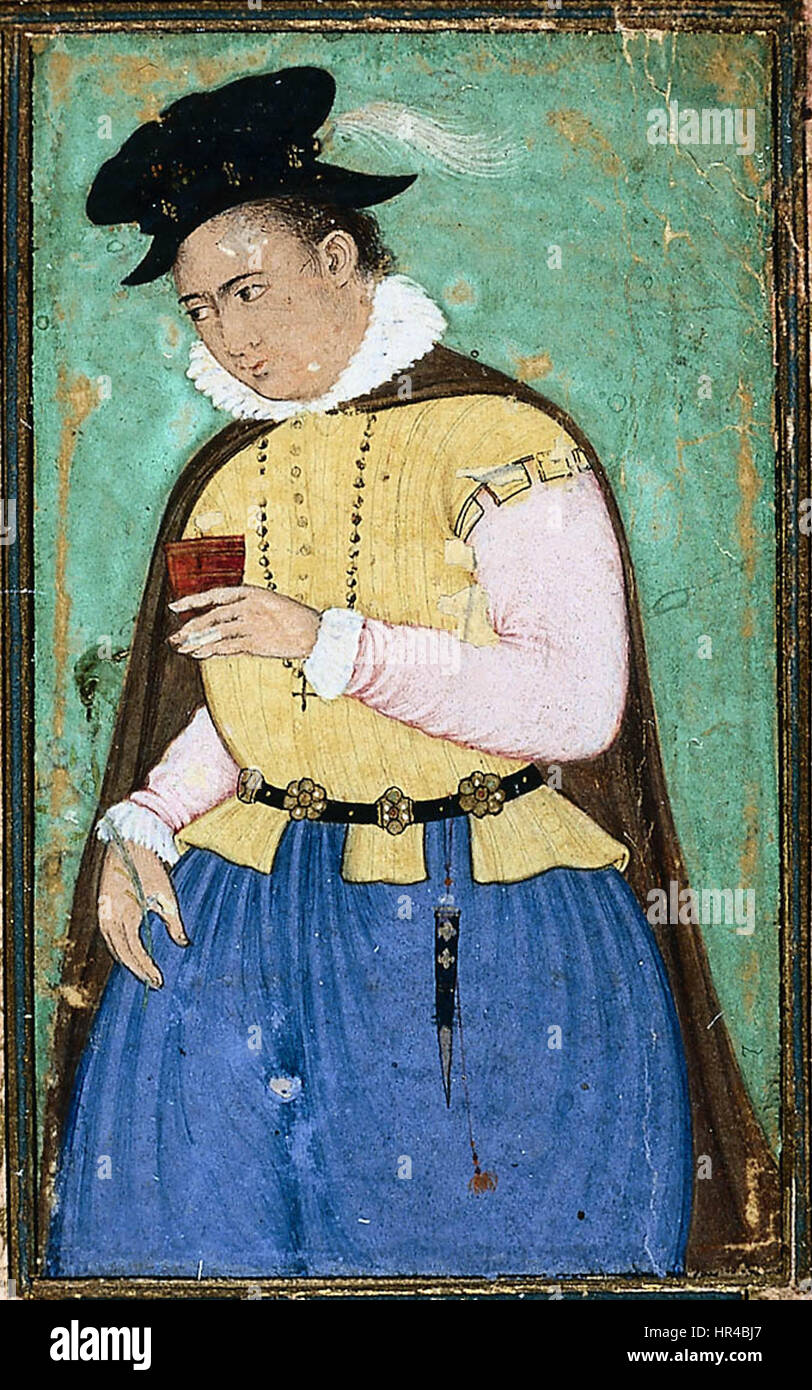 Portrait of a Portuguese gentleman drinking wine (c. 1600) - Indian, Mughal period Stock Photo