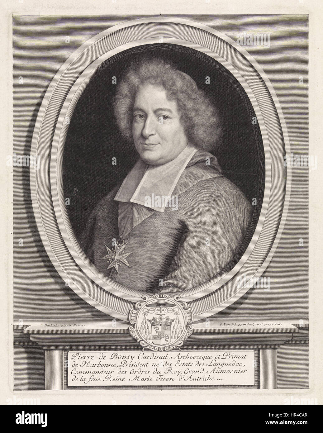Pieter van Schuppen - Portrait of Pierre de Bonzi Stock Photo