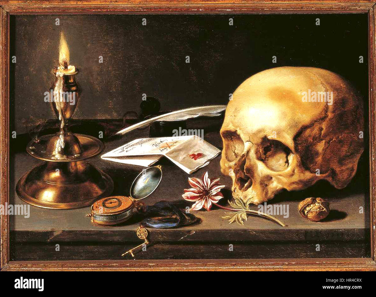 Pieter Claeszoon- Vanitas - Still Life (1625, 29,5 x 34,5 cm) Stock Photo