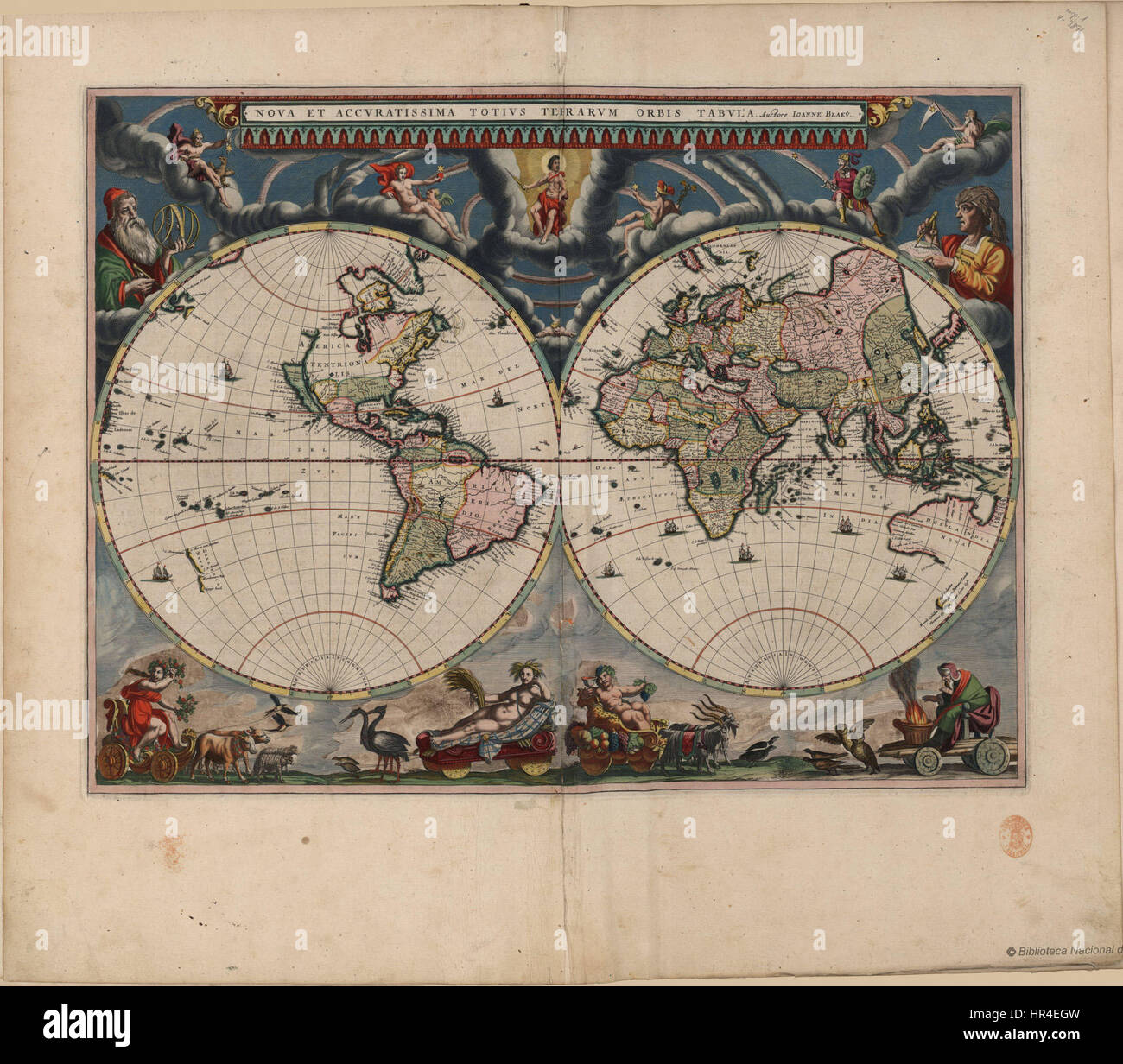 Nova et Accuratissima Terrarum Orbis Tabula (J.Blaeu, 1664) Stock Photo