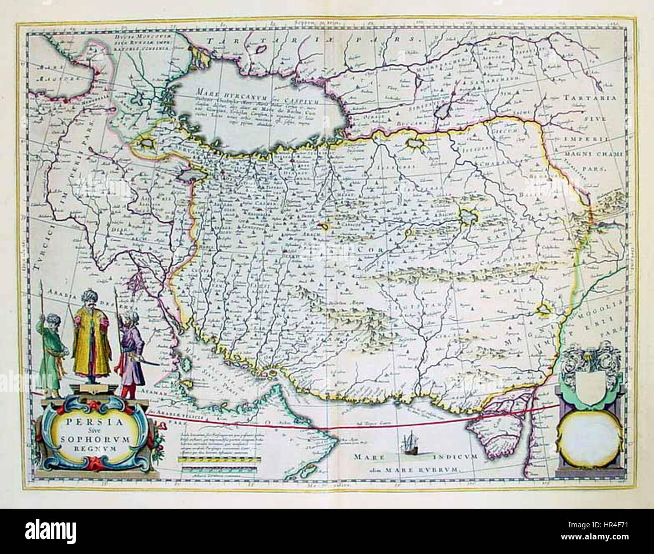 Persian Empire map 1650 Stock Photo