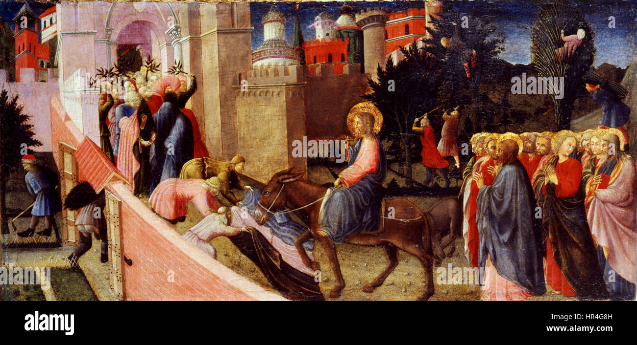Pietro di Giovanni d'Ambrogio. Entry into Jerusalem. 1435-40. Pinacoteca  Stuard, Parma Stock Photo - Alamy, image size:1300x706