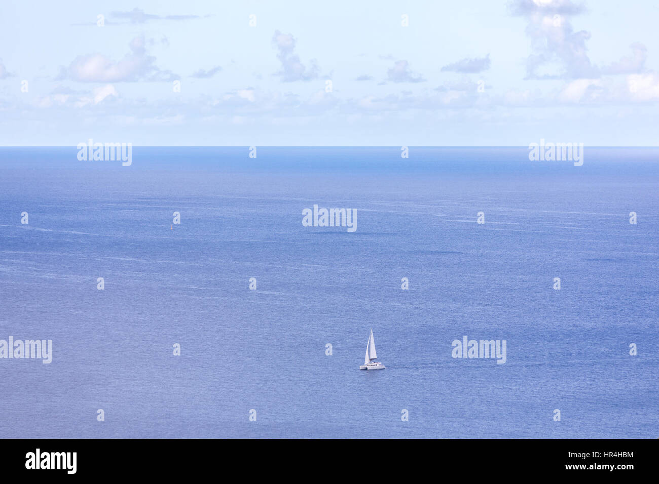 large sail boat in caribbean sea off the coast of St Bart's Stock Photo