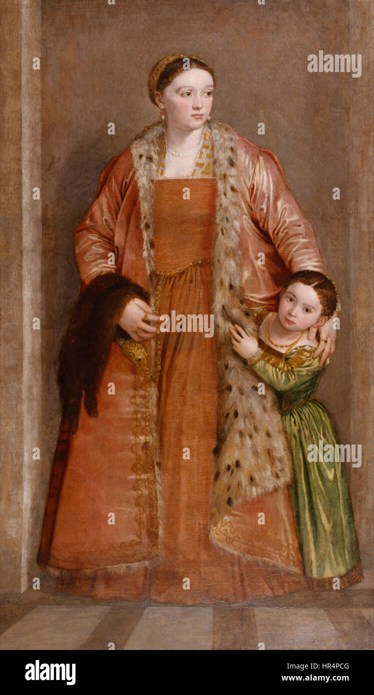 Paolo Veronese - Portrait of Countess Livia da Porto Thiene and her Daughter Deidamia - Walters 37541 Stock Photo
