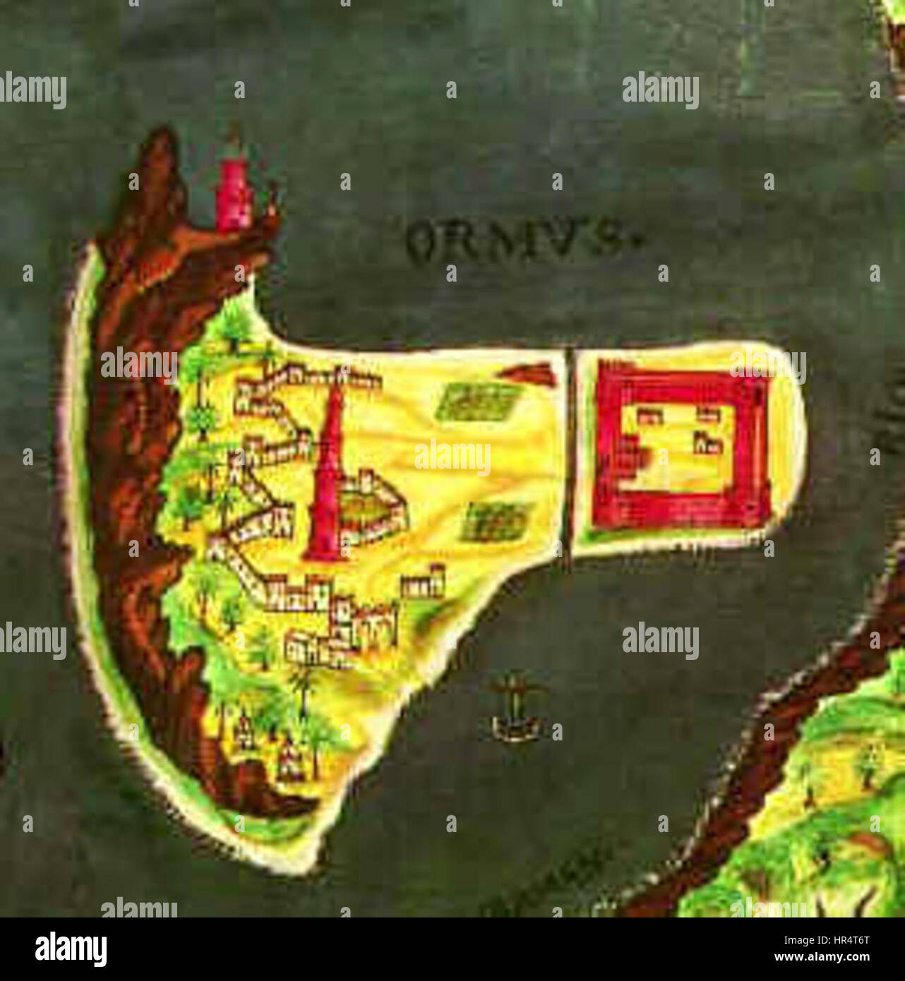 Portuguese map of Hormuz 17th century Stock Photo Alamy