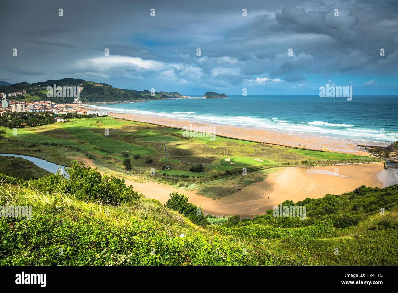 Beach of Zarautz, Basque Country (Spain Stock Photo Alamy