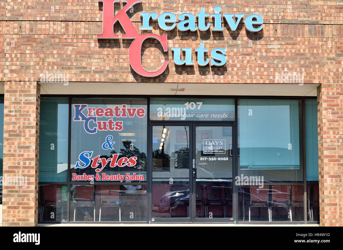 Hair Salon in a Texas Strip Mall Stock Photo