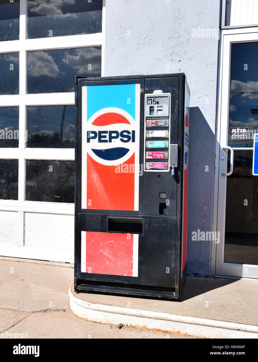 Classic Pepsi machine at gas station Stock Photo