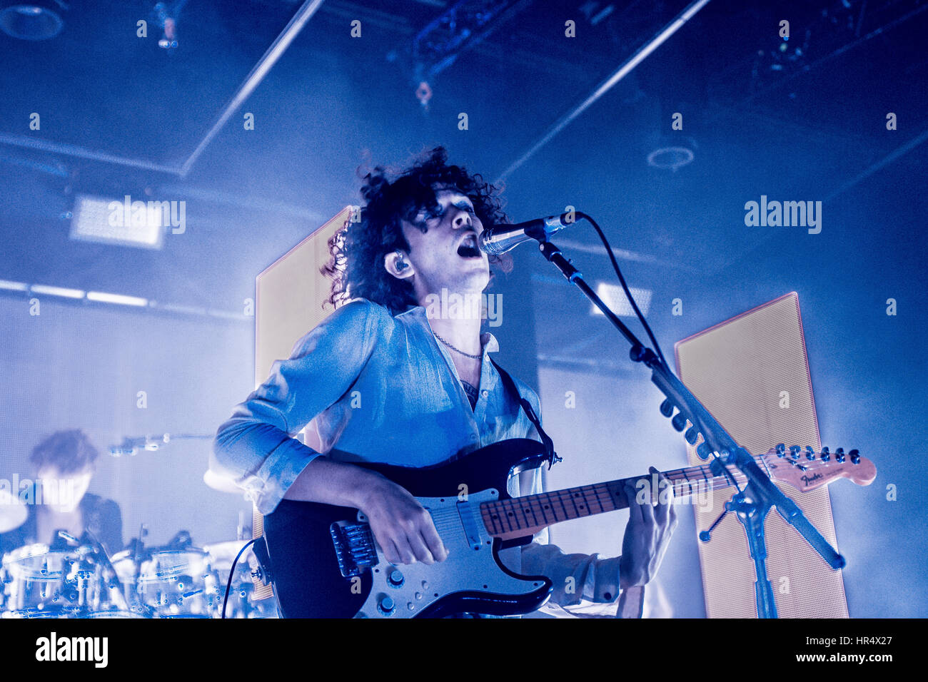 The 1975 Matty Healy Performing Live In Liverpool England UK Stock the-1975-matty-healy-performing-live-in-liverpool-england-uk-stock