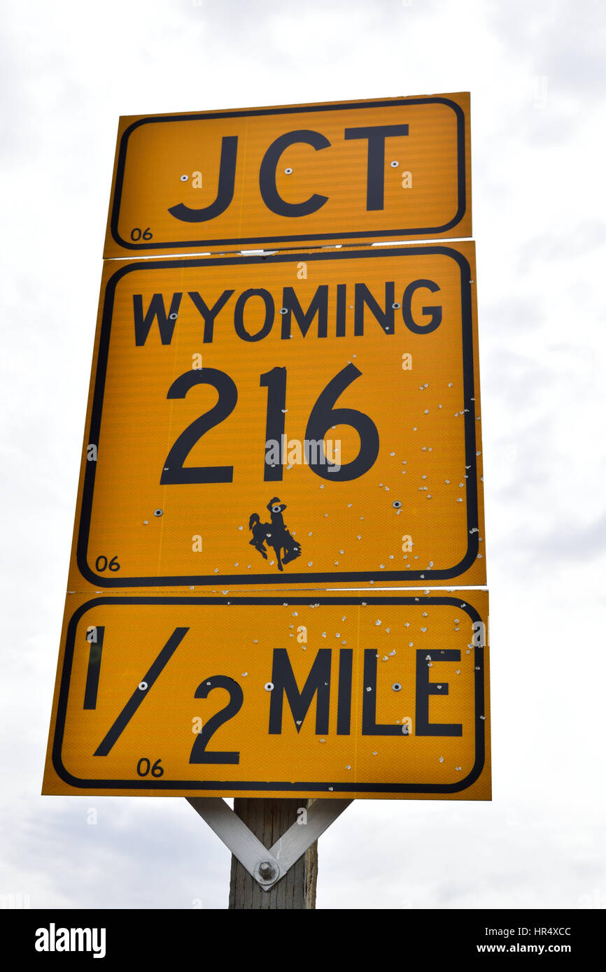 Wyoming Highway 216 road sign Stock Photo