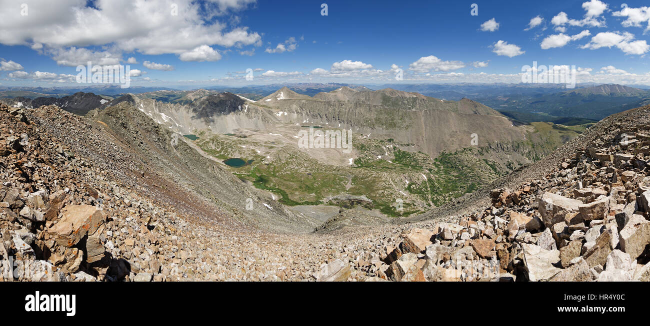 Panorama from the summit of Quandary Peak in Colorado looking north Stock Photo