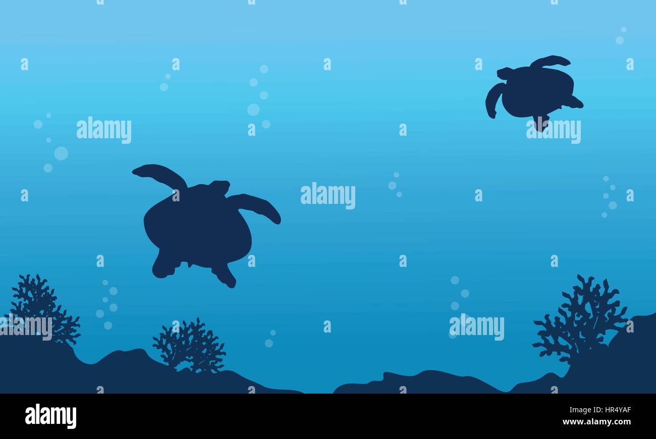 Underwater landscape with turtle vector art Stock Vector Image & Art ...