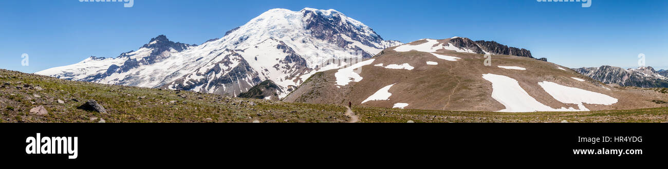 A panorama of Mount Rainier from the Sunrise side / Northeast Stock Photo