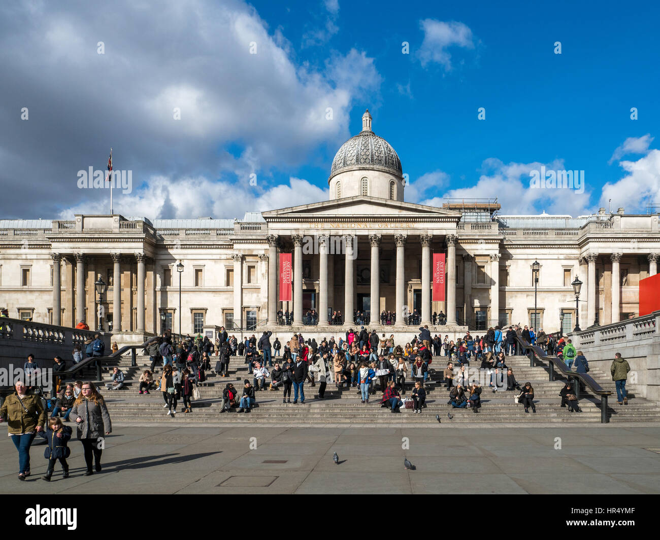 View of the National Gallery in Trafalgar Square Stock Photo