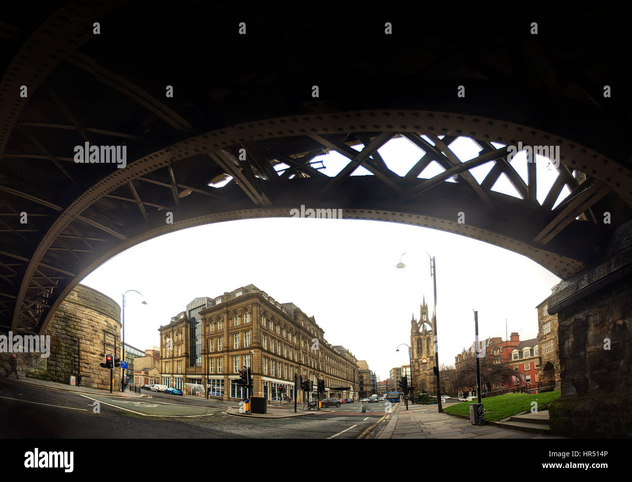 Panoramic view of Westgate Road and St Nicholas' Street, Newcastle-upon-Tyne Stock Photo