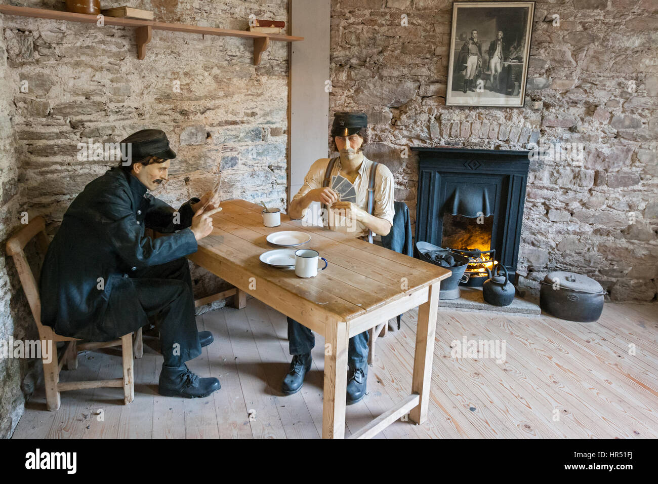 Two warders playing cards. Historical exposition in former City Gaol. Now jail museum. Cork, Ireland Stock Photo