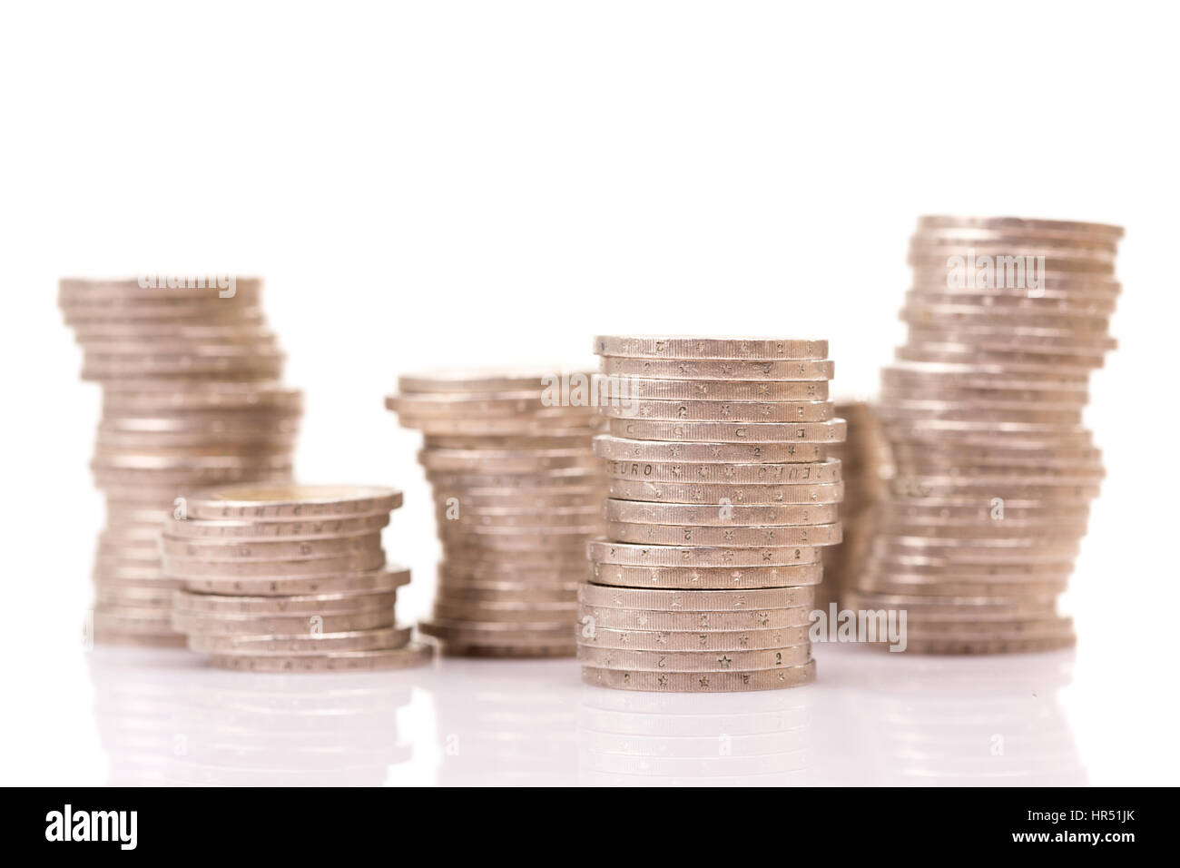 Heap of two euro coins isolated on white background Stock Photo - Alamy