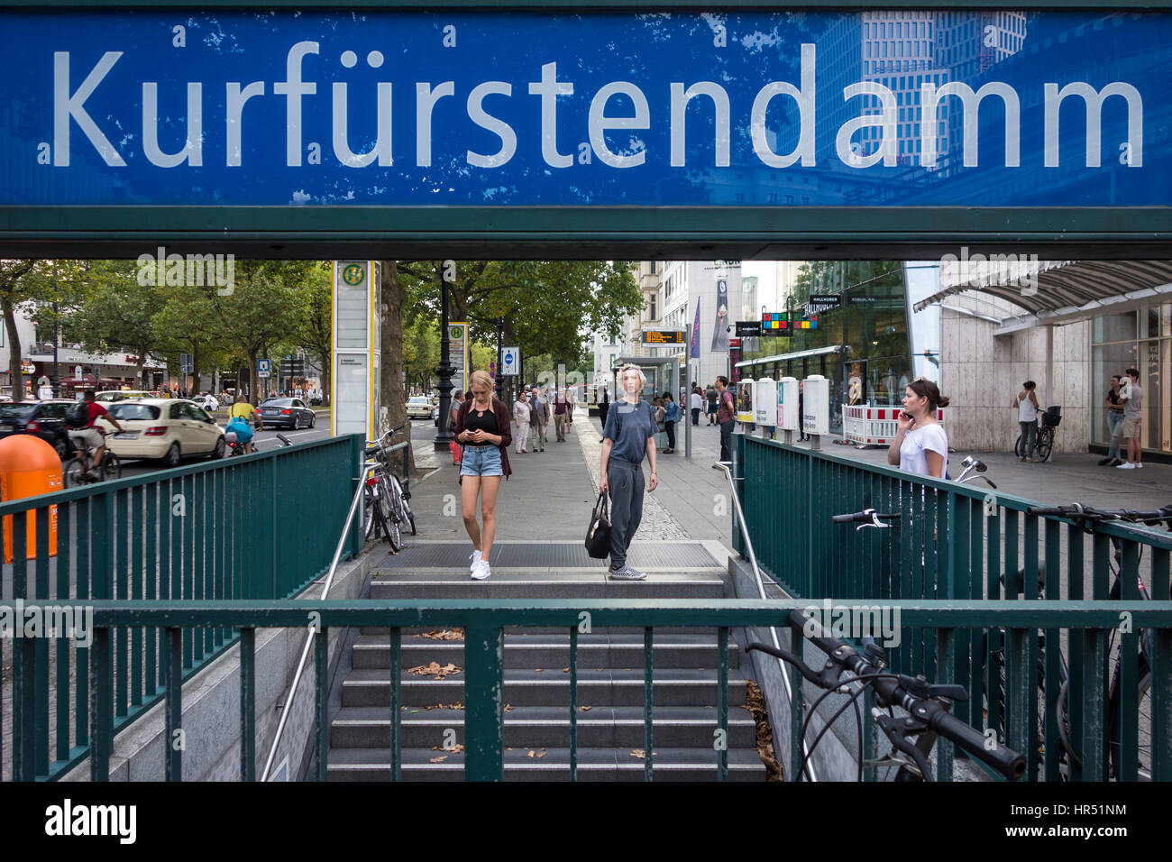 Berlin. Germany. Kurfürstendamm metro station and shopping street. Stock Photo