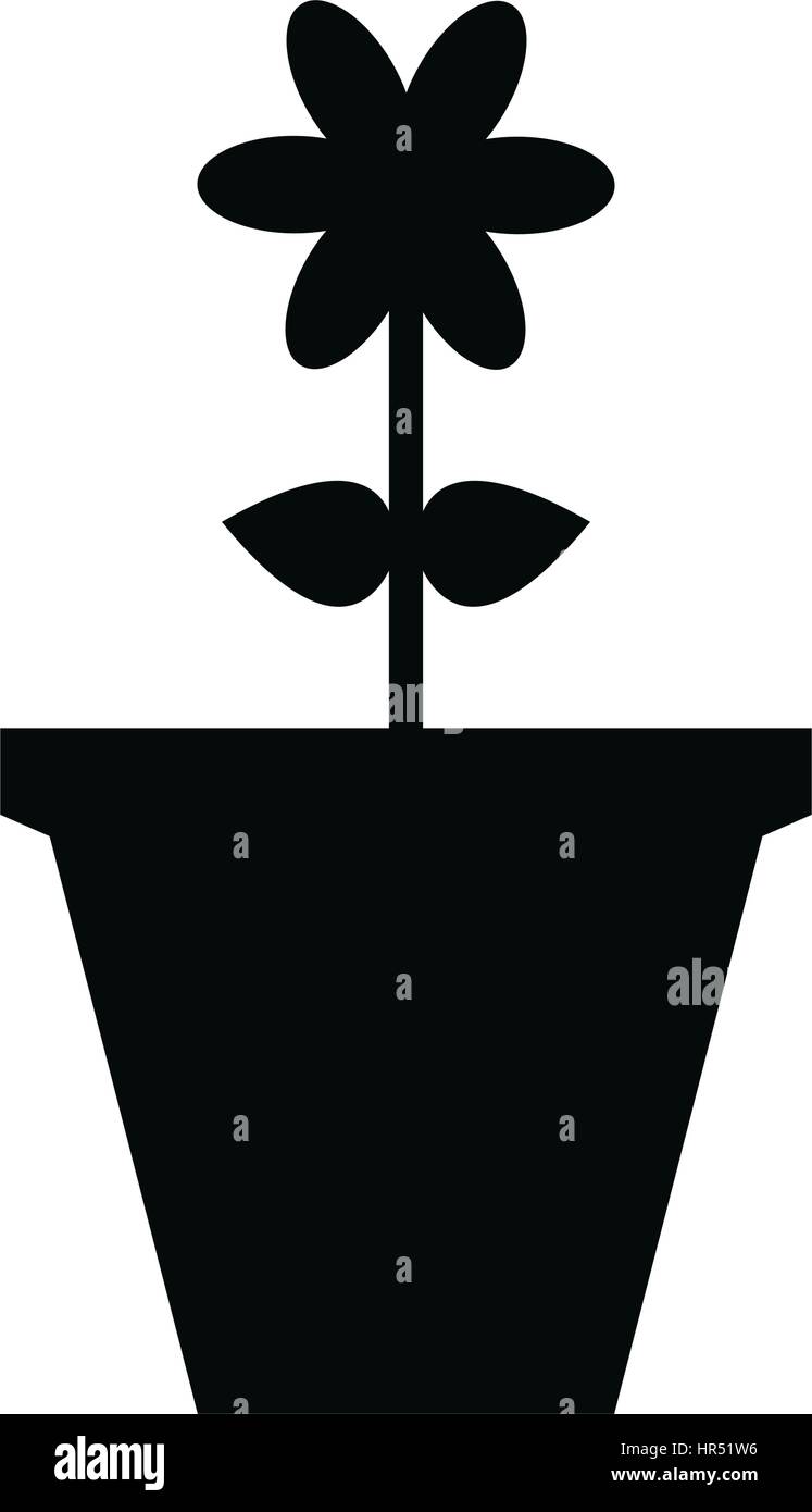 icon of the vase with flower illustrated on a white background in ...