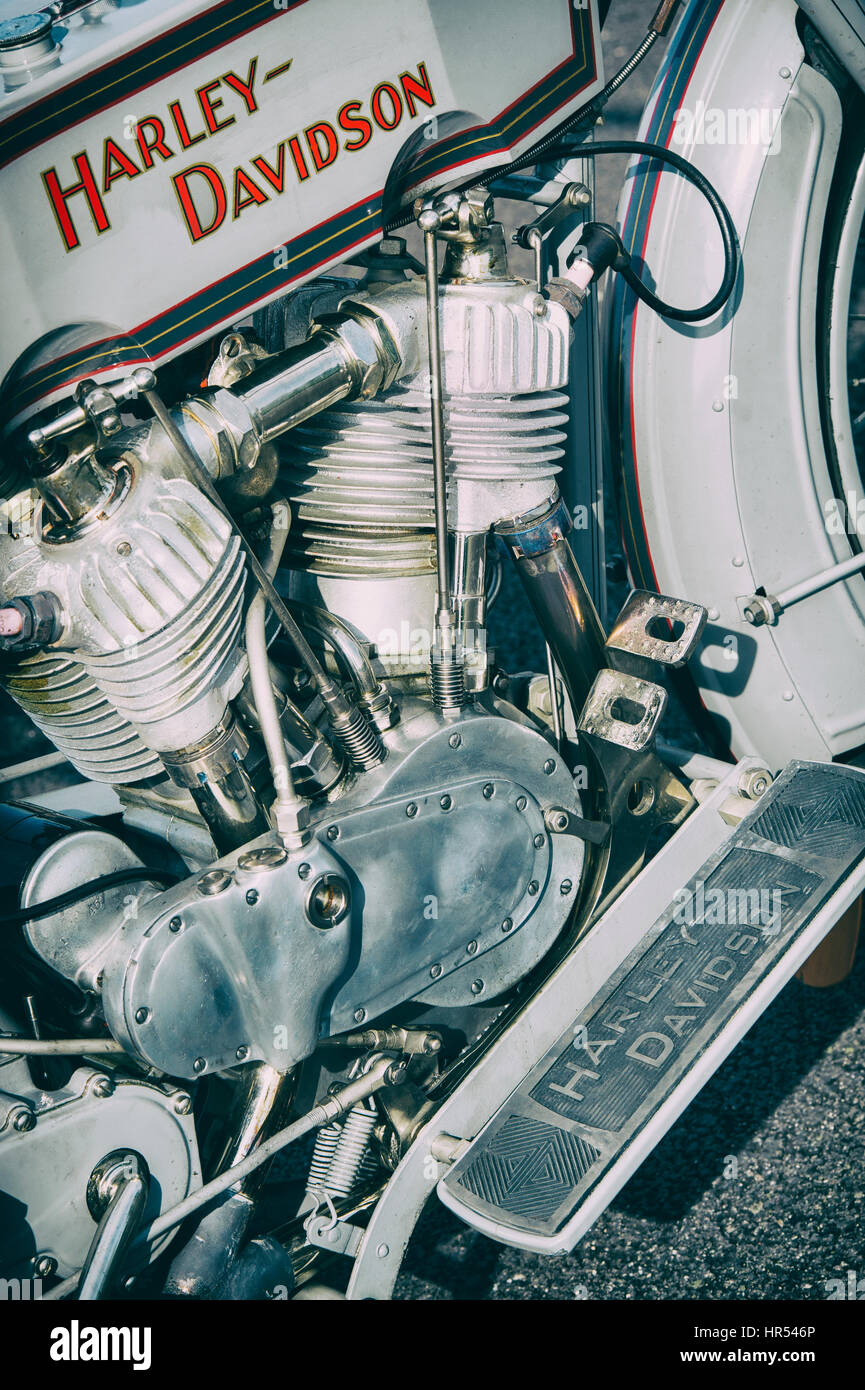 Vintage Harley Davidson 11F motorcycle at The VMCC Banbury Run Banbury Oxfordshire England